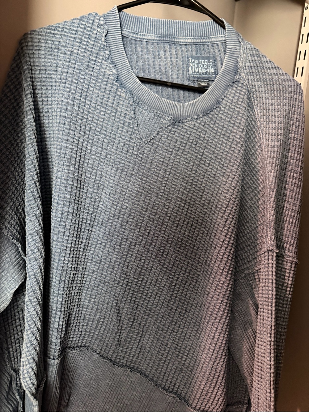 American Eagle Light Blue Waffle Knit Sweater